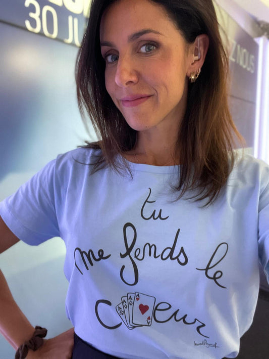 "T-shirt Femme Marcel Pagnol 'Tu me fends le cœur' - Blue Soul Printemps-Été 2024 - Mode Durable"