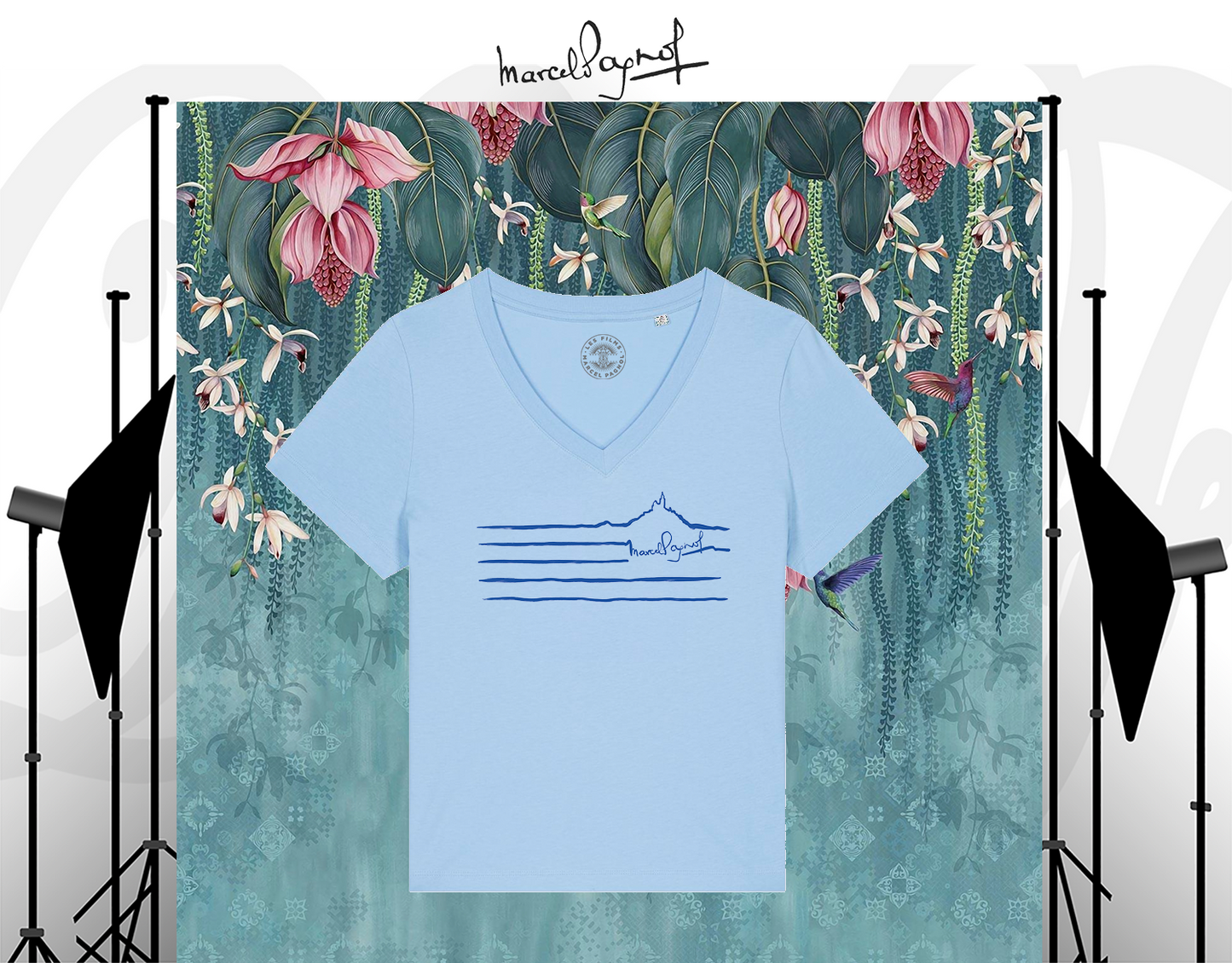 T-shirt Marinière Premium en Coton Bio Bleu Pastel - Élégance Provençale par Marcel Pagnol | Mode Durable