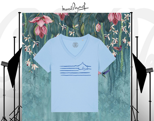 T-shirt Marinière Premium en Coton Bio Bleu Pastel - Élégance Provençale par Marcel Pagnol | Mode Durable