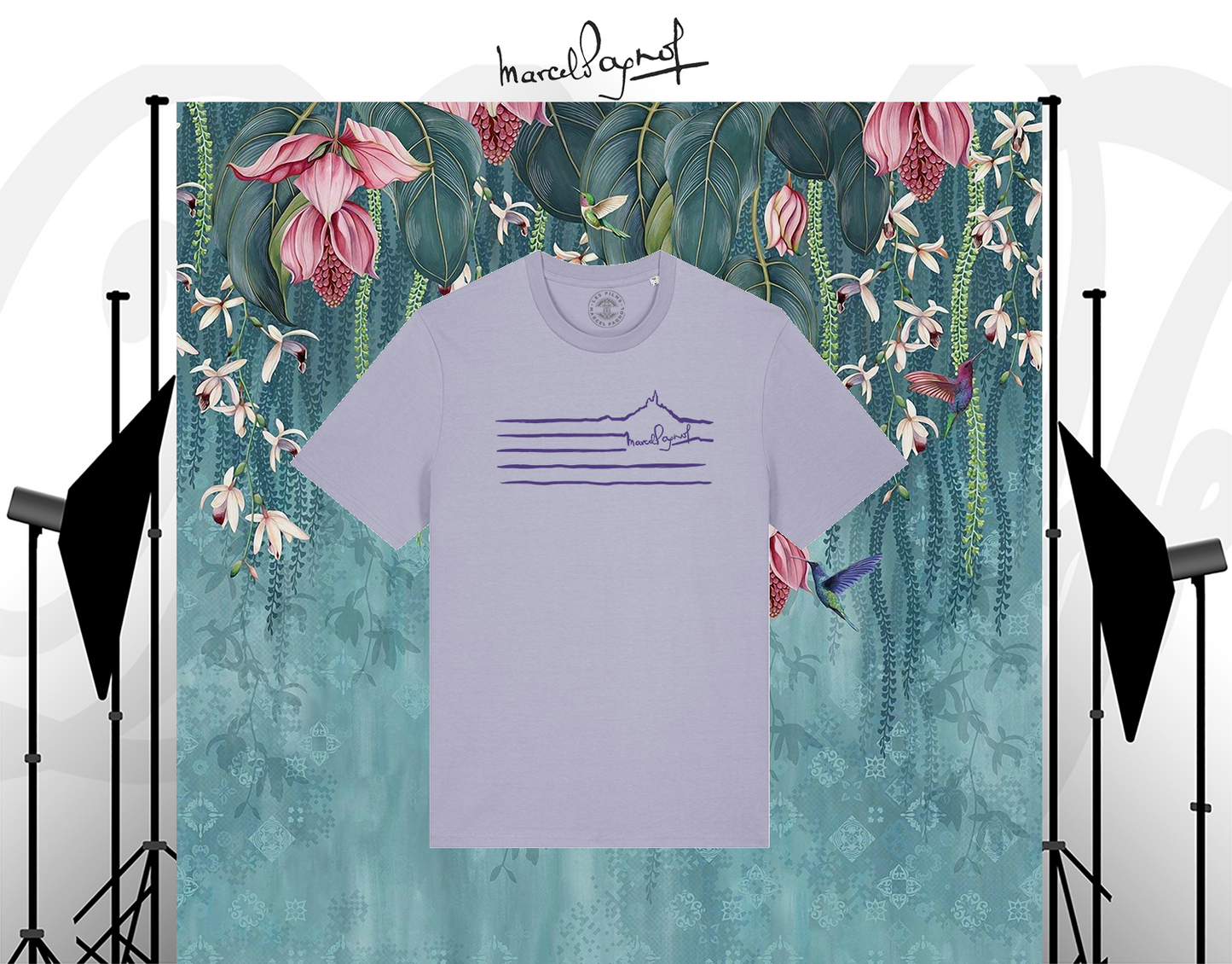 T-shirt Unisexe Marcel Pagnol "Bonne Mère Marinière" - Couleur Lavender | Coton Bio & Fabriqué en France