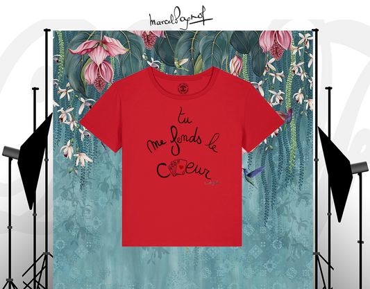 T-shirt Femme Rouge Marcel Pagnol Été 2024 - 'Tu me fends le cœur' - Mode Éco-responsable